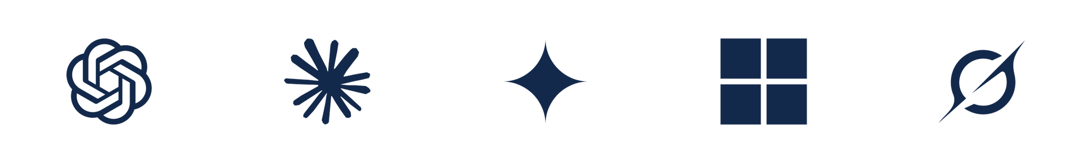 AI tools we work with Logos for ChatGPT, Claude, Gemini, Microsoft Copilot and Grok
